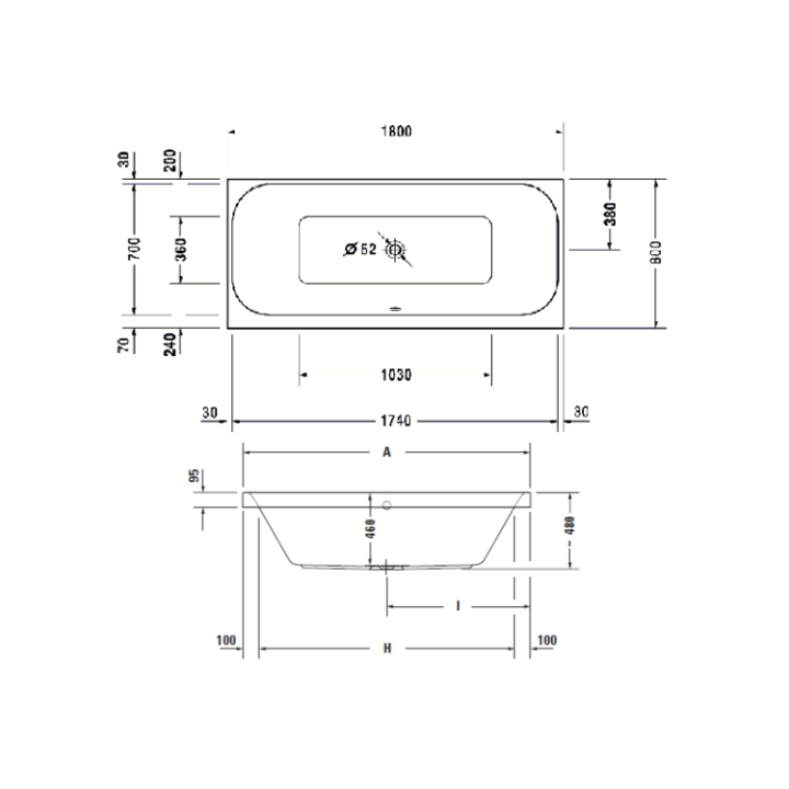 Duravit 700314000000000 ванна 180x80 акриловая