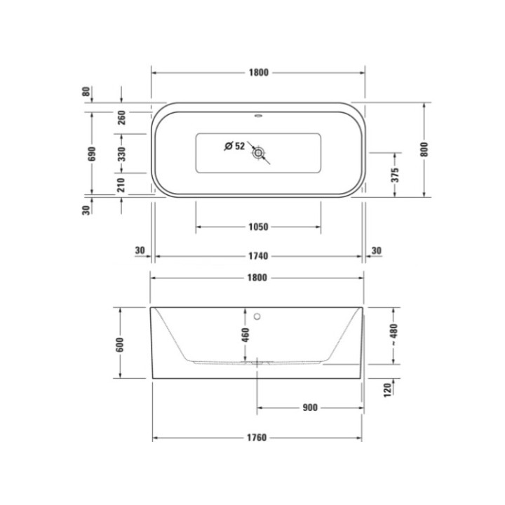 Duravit 700453800000000 ванна Happy D.2 Plus 180x80