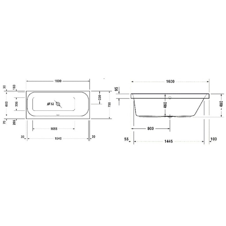 Duravit 700309000000000 ванна 160x70 встраиваемая