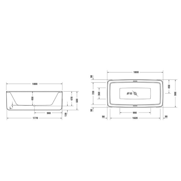Duravit 700517000000000 ванна 180x90 белый Alpin
