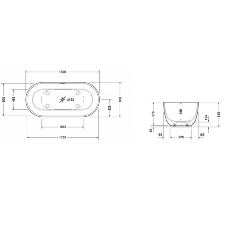 Duravit 700434000000000 ванна Luv 180x85, композит