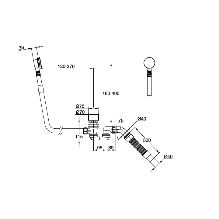 B642-002 Слив-перелив BetteMono Silhouette