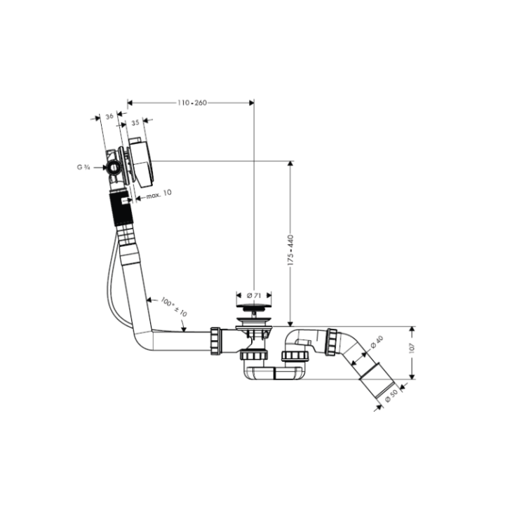 Hansgrohe 58113000 слив-перелив Exafill S