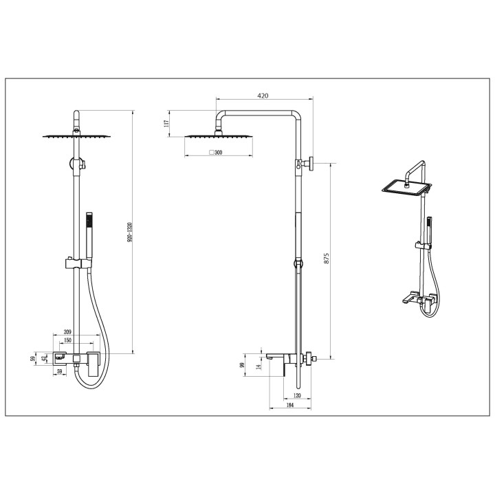 Boheme 478-CB душевая система Qubic Copper Brushed