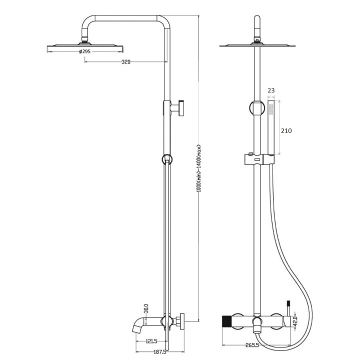 Boheme 468-B душевая система, чёрный с изливом