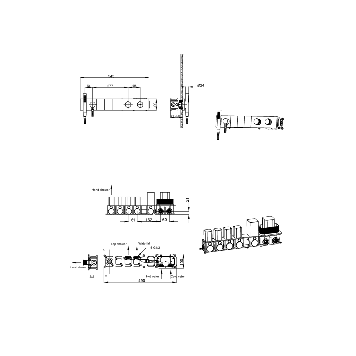 Boheme 133-SYS-G душевая система Gold скрытая