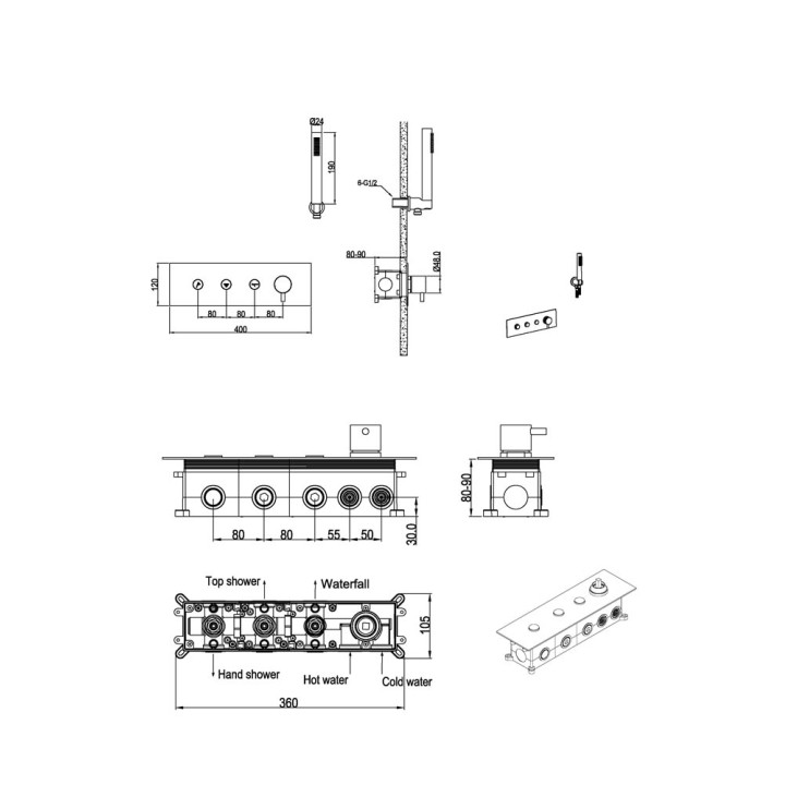 Boheme 130-SYS-BRB душевая система, скрытый монтаж