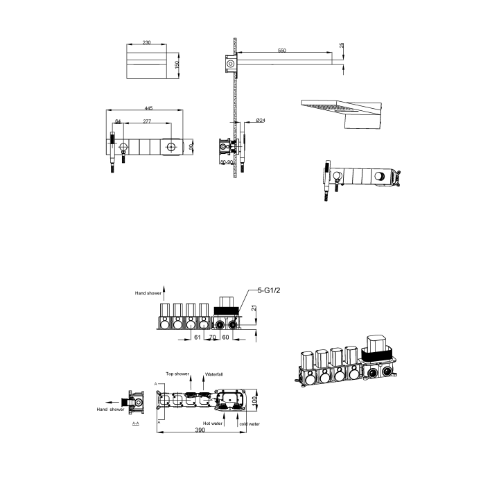Boheme 132-BRB душевая система, скрытый монтаж