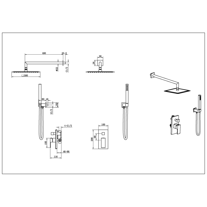 Душевая система 474-3-SGM Boheme Qubic Shine Gun Metall
