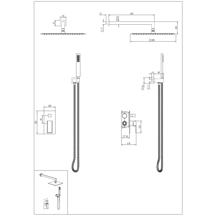 Boheme Qubic 474-3-NB душевая система скрытая