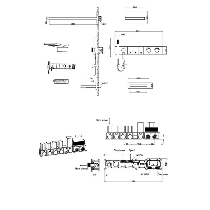 Boheme 133-2-GM душевая система с термостатом