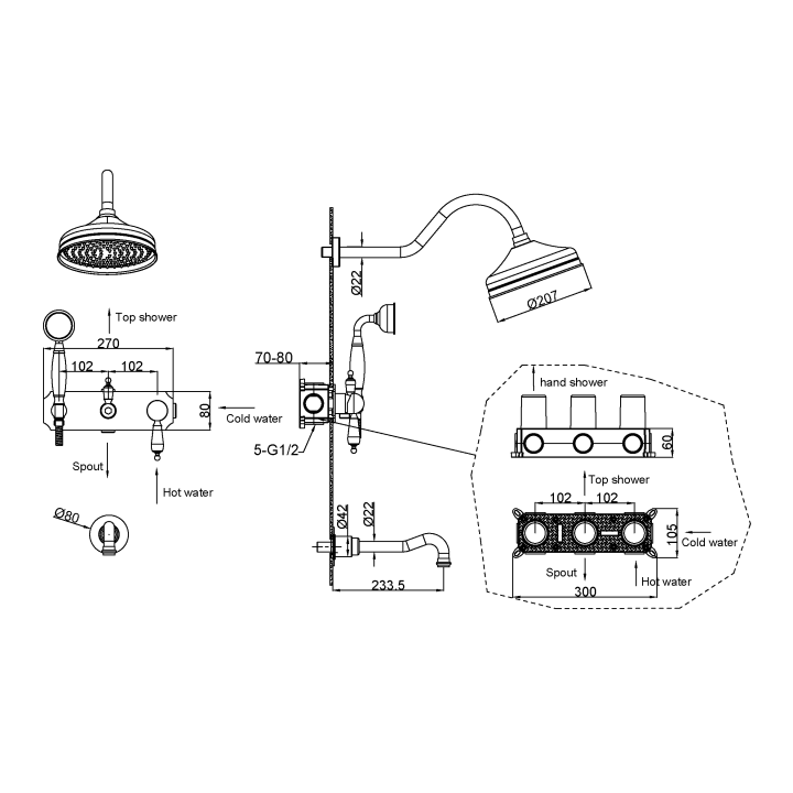 Boheme 308-SW душевая система Bronze