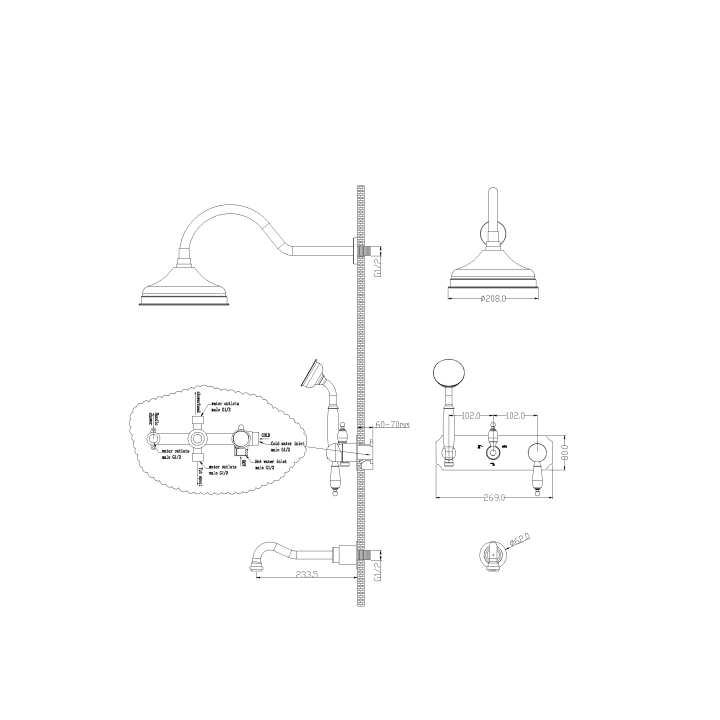 Boheme 268-BLC душевая система скрытый монтаж