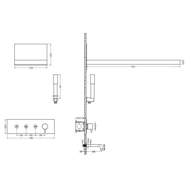 Boheme 130-2-CR душевая система скрытого монтажа