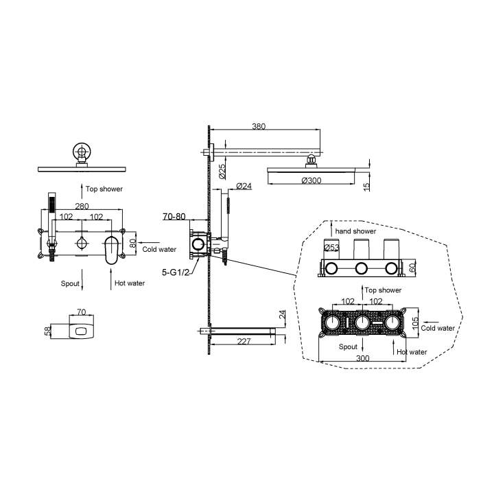 Boheme 454-2-BR душевая система скрытый монтаж