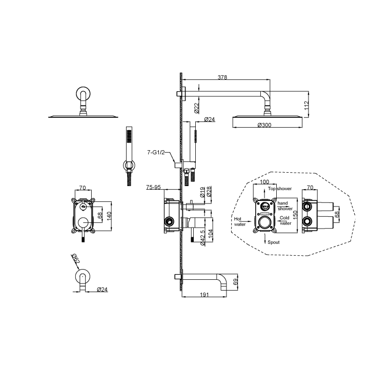 Boheme 464-2-MG душевая система с изливом