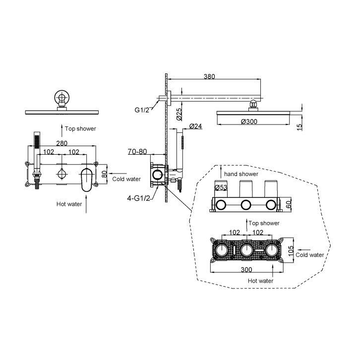 Boheme 454-G душевая система Spectre Gold