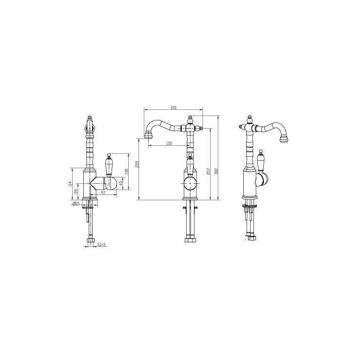 Boheme 262-BLC смеситель для раковины высокий