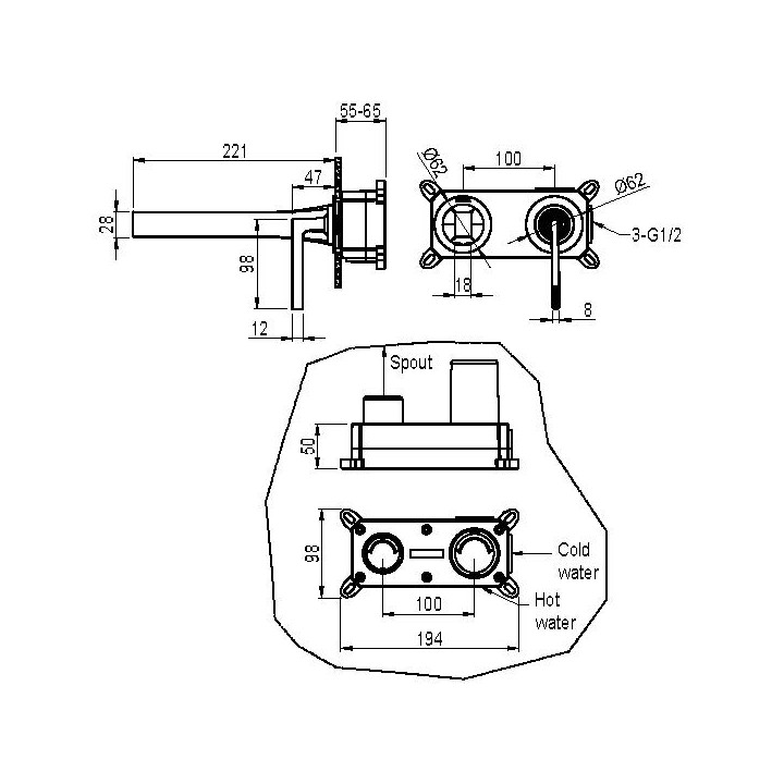 Boheme 165-B смеситель DUO для раковины Black