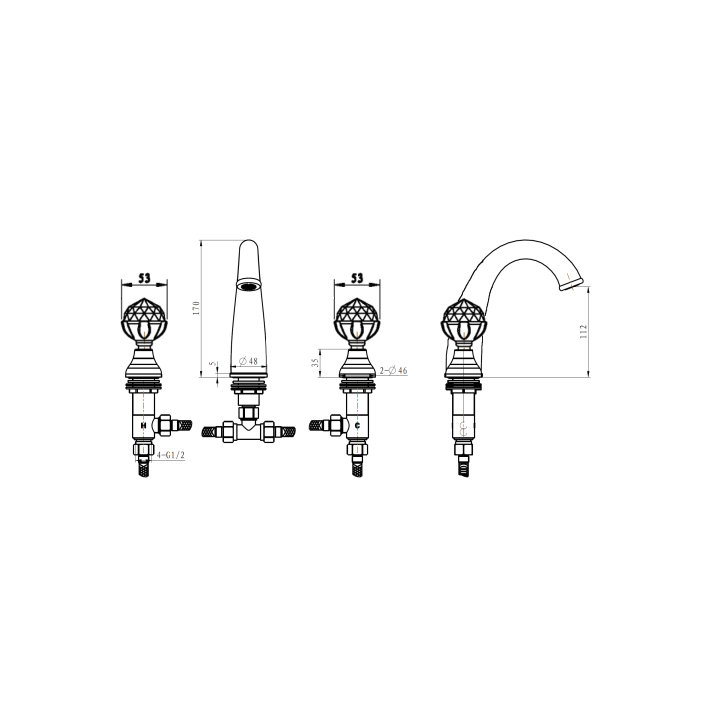 Boheme 297-Royal/CRST-black смеситель для раковины