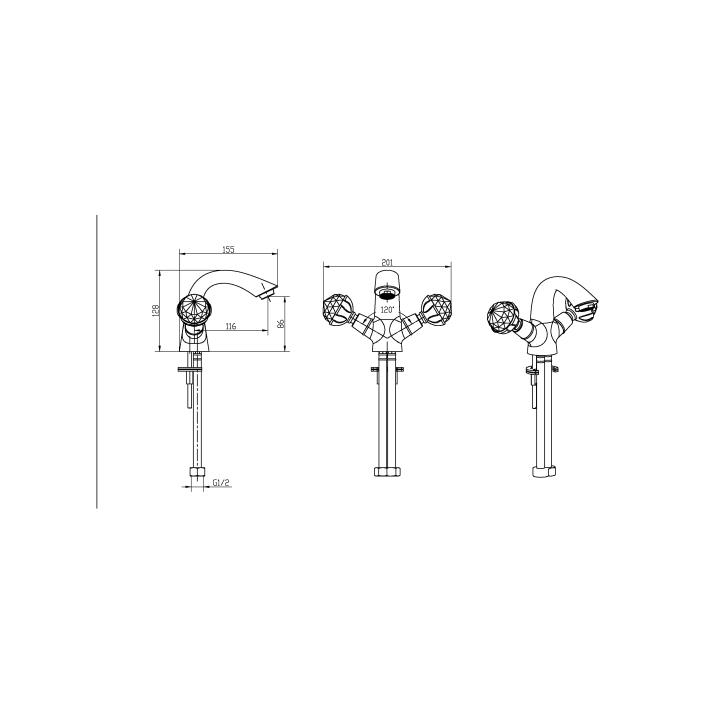 Boheme 331 смеситель для раковины Gold