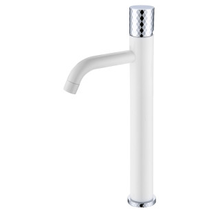 Boheme Stick DIAMOND Смеситель для раковины высокий W (белый глянец)