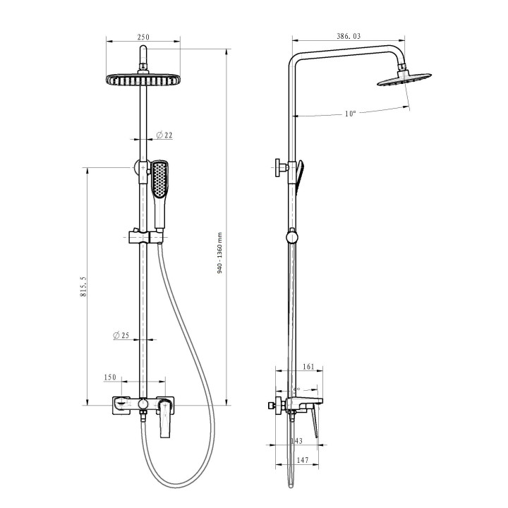 Boheme Venturo 388 душевая система Gold