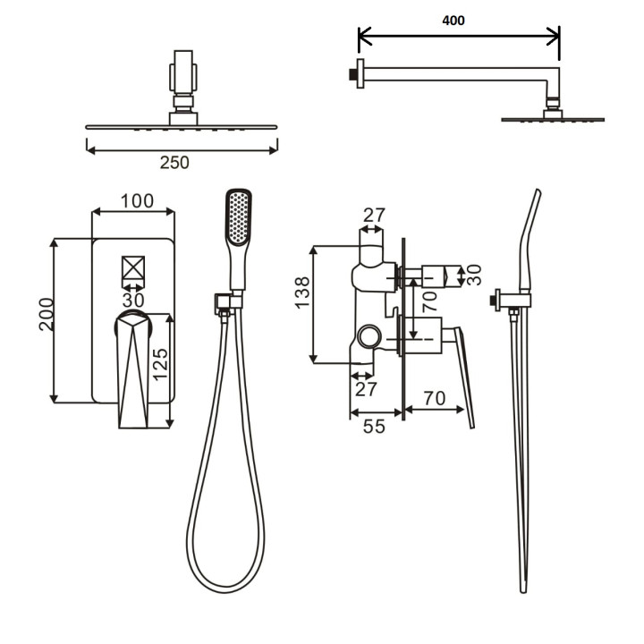 Boheme Venturo 374-B Black душевая система