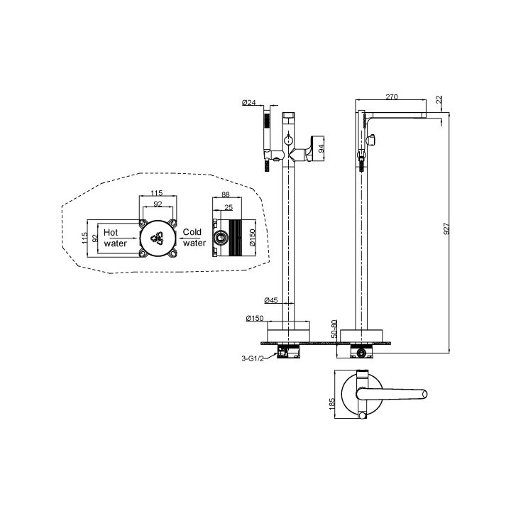 Boheme 459-G напольный смеситель Gold