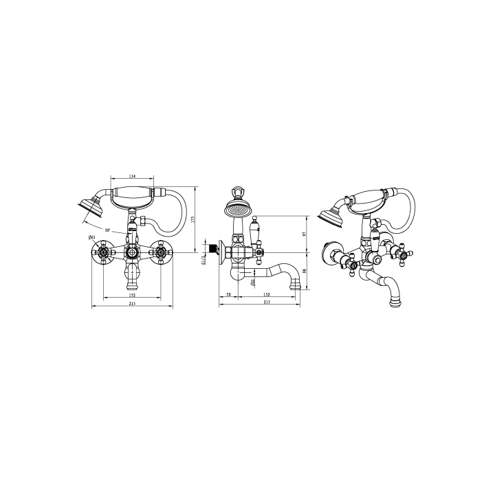 Boheme 313-Royal/CRST смеситель для ванны Bronze