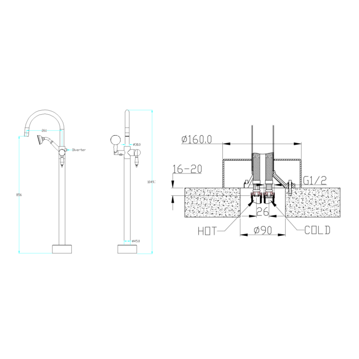 Boheme 309 смеситель напольный Bronze