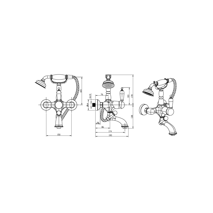 Boheme 303-CRST смеситель для ванны Bronze