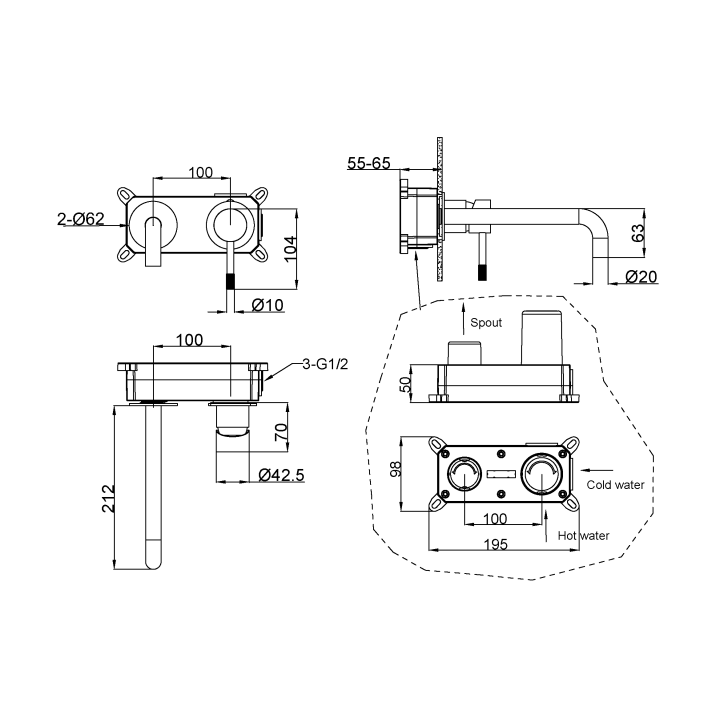 Boheme 465-MW смеситель для раковины скрытый