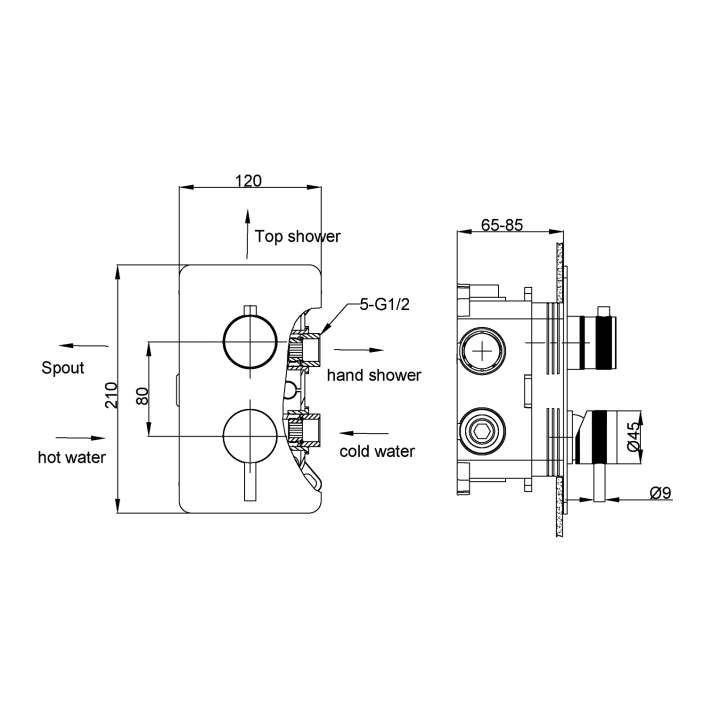 Boheme 135-3-CR смеситель скрытый, 3 режима