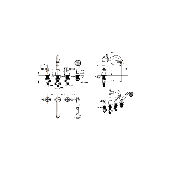 Boheme 396-Royal/CRST смеситель для ванны