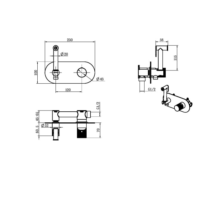 Boheme 127-BG гигиенический душ Stick DIAMOND