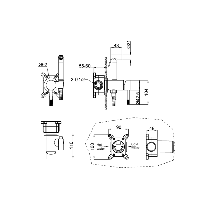 Boheme 467-B Гигиенический душ скрытый монтаж