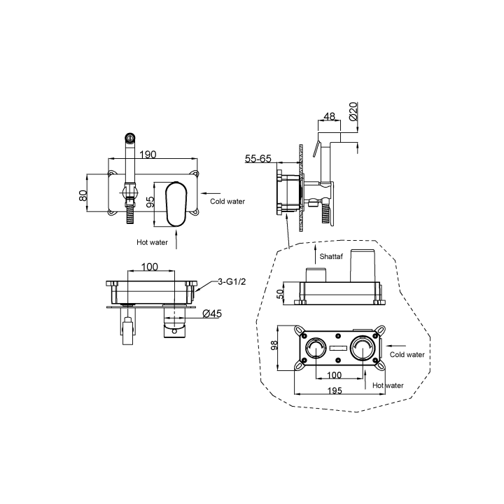 Boheme 457-G гигиенический душ Gold, Spectre