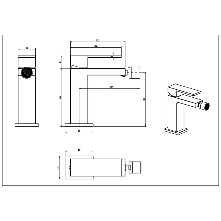 Boheme 476-B смеситель для биде Black