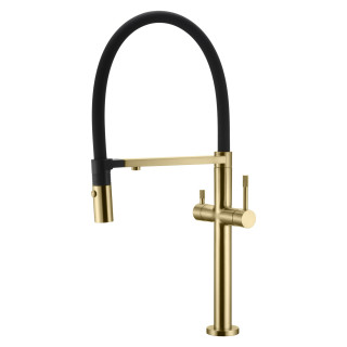 Boheme Uno Смеситель для кухни с краном под фильтр Matt Gold