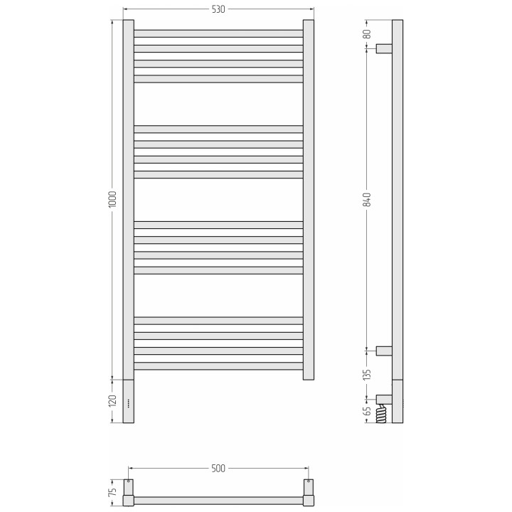 Сунержа 032-5900-1050 полотенцесушитель 100х50