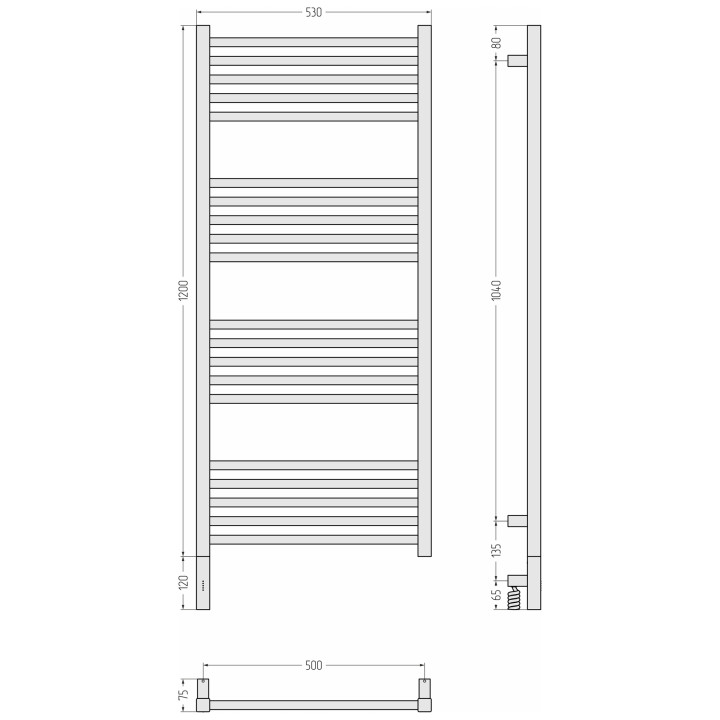 Сунержа 032-5900-1250 полотенцесушитель, 120х50