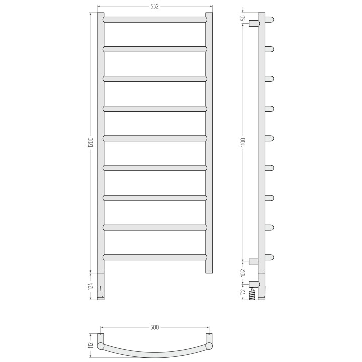 Сунержа 051-6000-1250 полотенцесушитель латунь