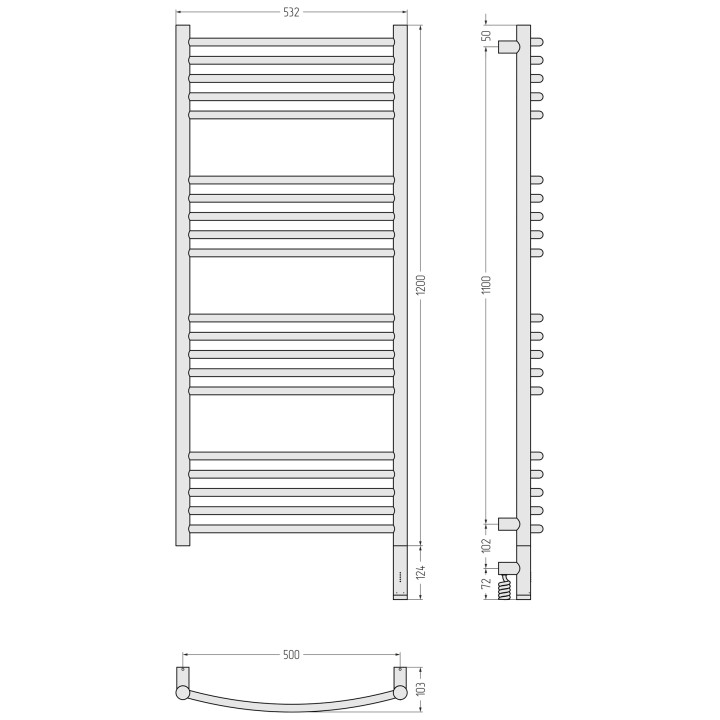 Сунержа 032-6003-1250 полотенцесушитель, золото