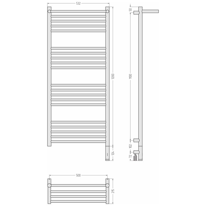 Полотенцесушитель Сунержа Богема 3.1 120х50 золото, 03-6007-1250