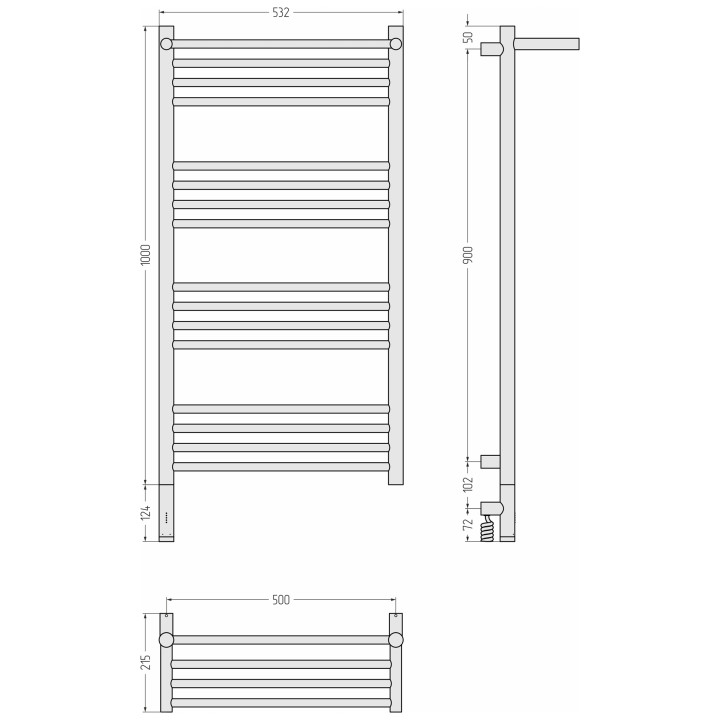 Сунержа 03-6006-1050 полотенцесушитель 100х50 золото