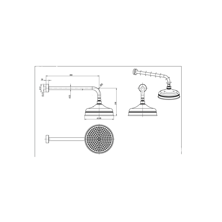 Boheme 411 верхний душ Gold 20 см, настенный