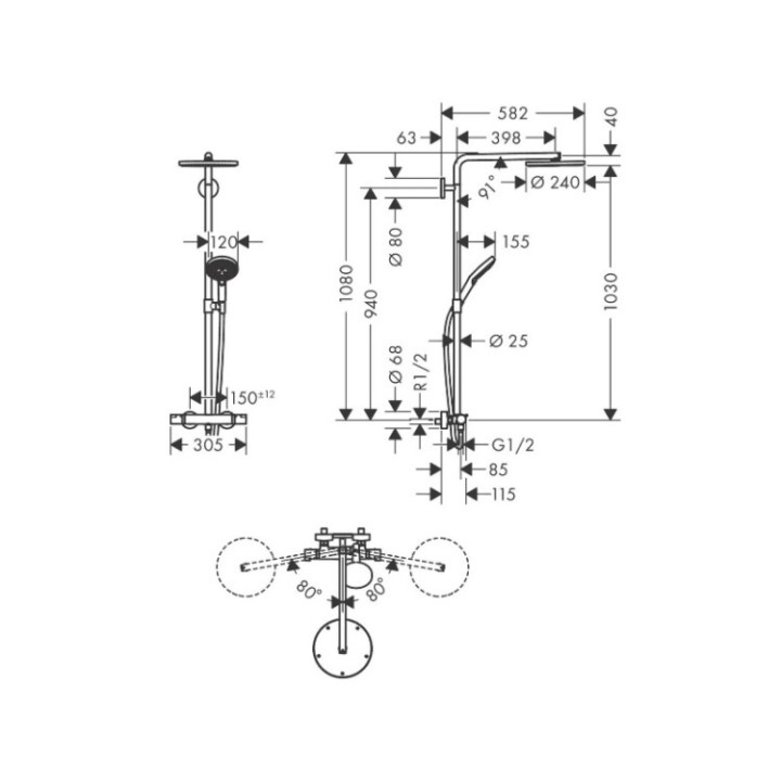 Hansgrohe 27633670 душевая система Matt Black