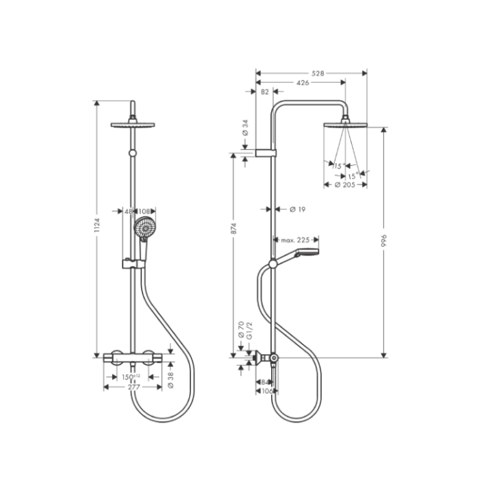 Hansgrohe 26276670 душевая система Matt Black