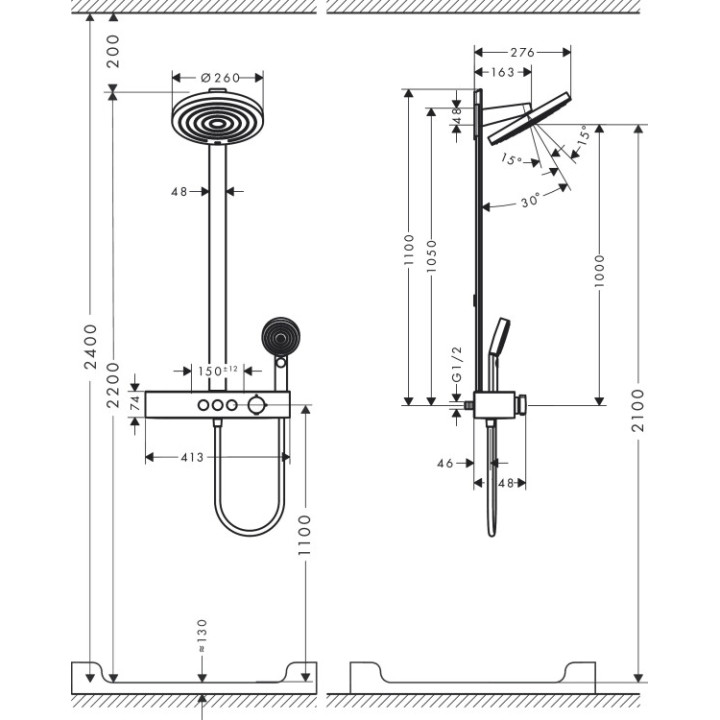 Hansgrohe 24240000 душ. система термостат